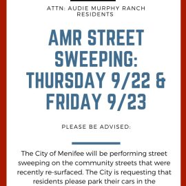 AMR Street Sweeping-9/22 & 9/23